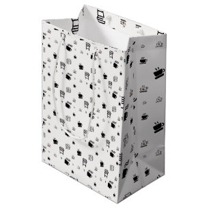 Zwart-witte koffie Illustraties Medium Cadeauzakje