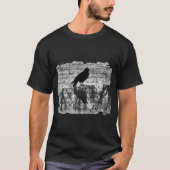 Zwart-witte kraai Collage Art T-shirt (Voorkant)