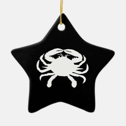 Zwart-Witte Krab Keramisch Ornament (Voorkant)