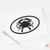 Zwart-Witte Krab Ovale Sticker (Envelop)