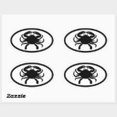 Zwart-Witte Krab Ovale Sticker (Vel)