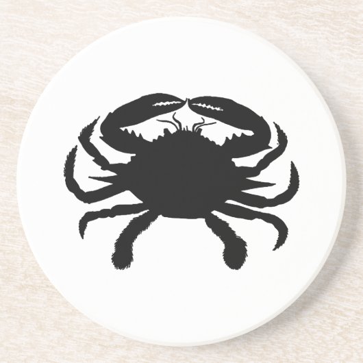 Zwart-Witte Krab Zandsteen Onderzetter (Voorkant)