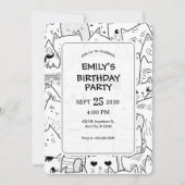 Zwart-witte krabbelkatten kaart (Voorkant)