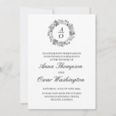 Zwart-witte krans, bruiloft uitnodigingskaart kaart (Voorkant)