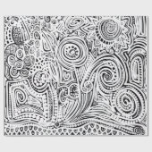 Zwart-witte kraskunst cadeaupapier (Vlak)