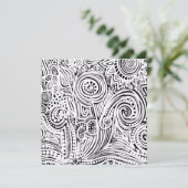 Zwart-witte kraskunst en stipkunst kaart (Staand voorkant)