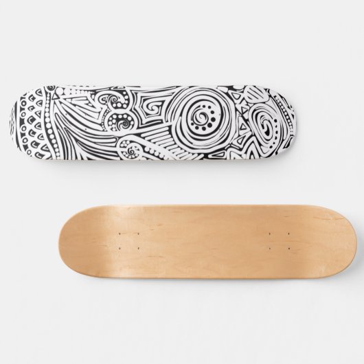 Zwart-witte kraskunst en stipkunst persoonlijk skateboard (Horizontaal)