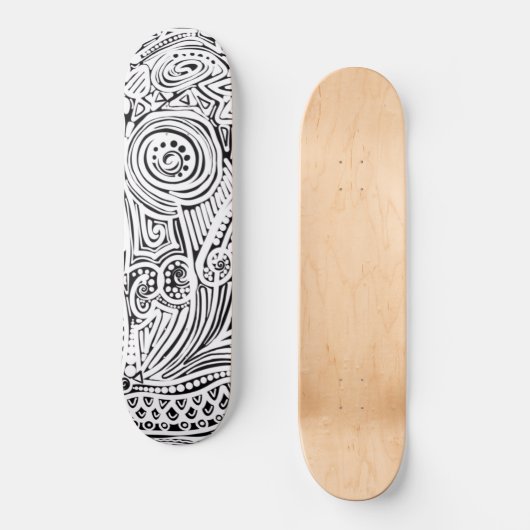 Zwart-witte kraskunst en stipkunst persoonlijk skateboard (Voorkant)