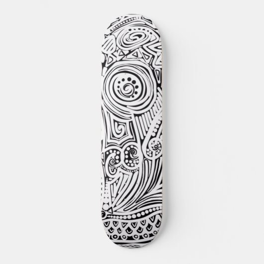 Zwart-witte kraskunst en stipkunst persoonlijk skateboard (Voorkant)