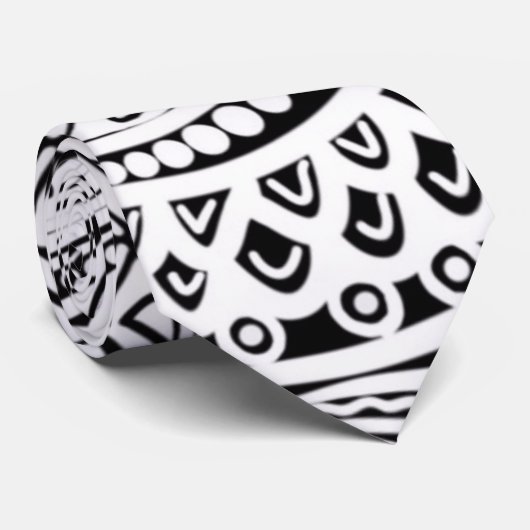 Zwart-witte kraskunst en stipkunst stropdas (Opgerold)