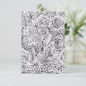 Zwart-witte kraskunst kaart (Staand voorkant)