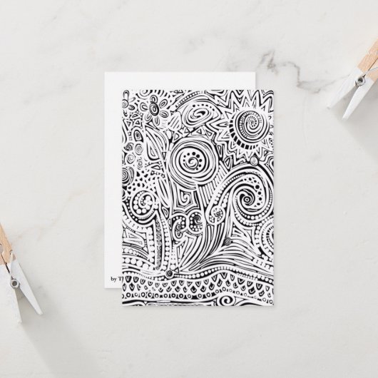 Zwart-witte kraskunst kaart (Voorkant / Achterkant in situ)