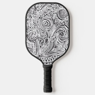 Zwart-witte kraskunst pickleball paddle