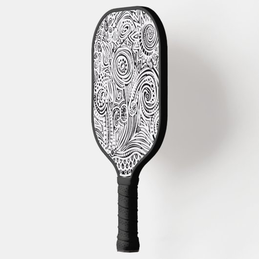 Zwart-witte kraskunst pickleball paddle (Links)