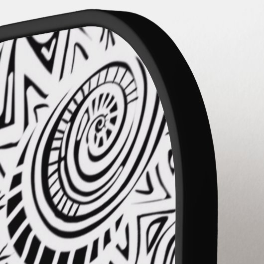 Zwart-witte kraskunst pickleball paddle (Links Detail)