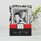 Zwart-witte kreet en rood huwelijk sparen de data save the date (Staand voorkant)