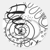 Zwart witte kreukjes tegen achtergrond ronde sticker (Voorkant)