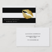 Zwart-witte kristallijne lips - Makeup artiest Visitekaartje (Voorkant / Achterkant)