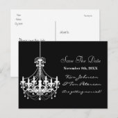 Zwart Witte Kroonluchter Huwelijk Bewaar Datum Pos Aankondigingskaart (Voorkant / Achterkant)