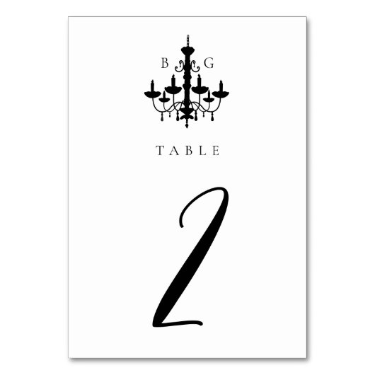 Zwart Witte Kroonluchter Trouwstoel Grafiek Kaart (Voorkant)