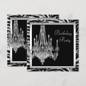 Zwart Witte Kroonluchter Zebra Verjaardagsfeestje Kaart (Voorkant / Achterkant)