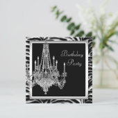 Zwart Witte Kroonluchter Zebra Verjaardagsfeestje Kaart (Staand voorkant)