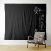 Zwart-witte kroonluchters trouwfoto-achtergrond wandkleed (In Situ (horizontaal))