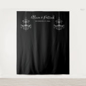 Zwart-witte kroonluchters trouwfoto-achtergrond wandkleed (Voorkant)