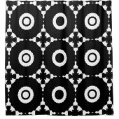 Zwart-witte kruisen en cirkels douchegordijn (Voorkant)