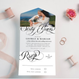 Zwart Witte Krullen Foto 60ste Huwelijksverjaardag All In One Uitnodiging