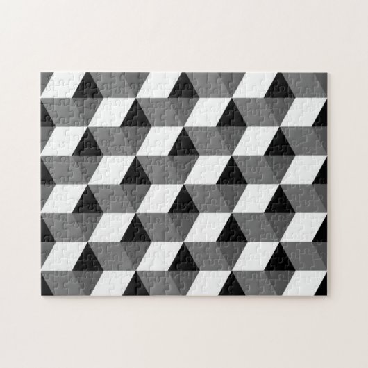 Zwart-witte kubussen Optische illusie onmogelijk Legpuzzel (Horizontaal)