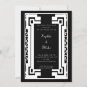 Zwart-witte  kunst Deco Wedding Kaart (Voorkant)