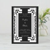 Zwart-witte  kunst Deco Wedding Kaart (Staand voorkant)