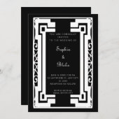 Zwart-witte  kunst Deco Wedding Kaart (Voorkant / Achterkant)