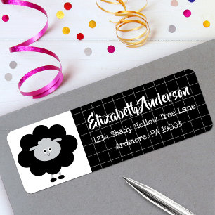 Zwart Witte Lammetje Baby Shower Modern Kawaii Adr Etiket