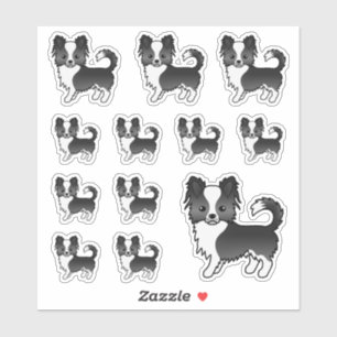 Zwart-witte lange jas Chihuahua Cartoon honden Sticker