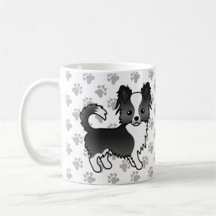 Zwart-Witte Lange Jas Chihuahua Hond & Pootjes Koffiemok