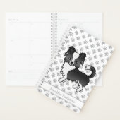 Zwart-witte lange jas Chihuahua-hond & tekst Planner (Display)