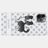 Zwart-witte langharige Chihuahua-hond & naam Case-Mate iPhone Case (Achterkant (horizontaal))