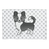 Zwart-witte langharige Chihuahua-hond & poten Kussensloop (Voorkant-Links)