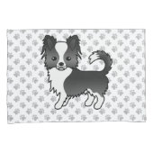 Zwart-witte langharige Chihuahua-hond & poten Kussensloop (Voorkant-Rechts)