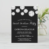 ZWART-WITTE LANTAARNS ZOETE ZESTIEN UITNODIGING (Staand voorkant)