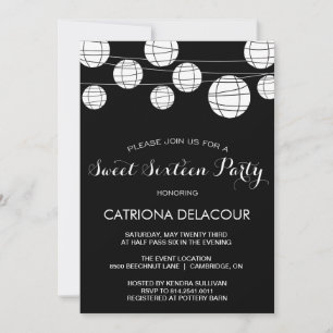 ZWART-WITTE LANTAARNS ZOETE ZESTIEN UITNODIGING