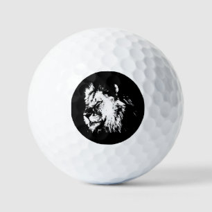 Zwart Witte Leeuw - Dieren Pop Art Golfballen