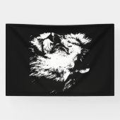 Zwart Witte Leeuw - Dieren Pop Art Spandoek (Horizontaal)
