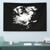 Zwart Witte Leeuw - Dieren Pop Art Spandoek (Beurs)