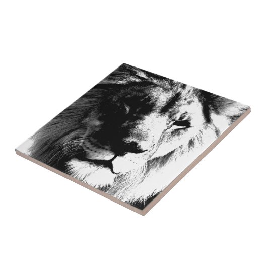 Zwart-witte leeuw - Kunst voor wilde dieren fotogr Tegeltje (Zijkant)