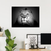 Zwart & Witte Leeuw Poster Print (Thuiskantoor)