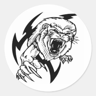 Zwart-witte leeuw ronde sticker