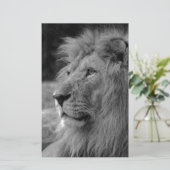 Zwart & Witte Leeuw - Wild Dier Briefpapier (Staand voorkant)